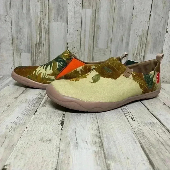 UIN Men's Walking Shoes Canvas Casual Comfort Loafers (Van Gogh Sunflowers) - Picture 9 of 12
